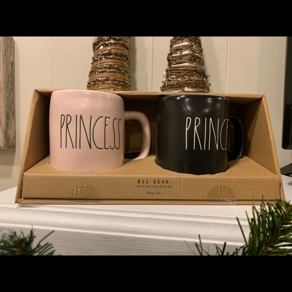 Rae Dunn Princess And Prince Mug Set